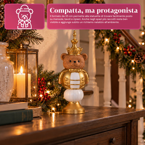 Estatueta de Natal de 35 cm em resina, decoração de Natal com Pai Natal, soldadinho quebra-nozes e ursinho, vermelho ou branco, interior e exterior