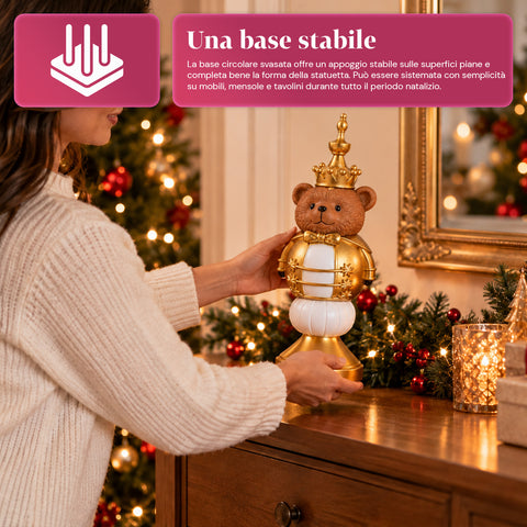 Estatueta de Natal de 35 cm em resina, decoração de Natal com Pai Natal, soldadinho quebra-nozes e ursinho, vermelho ou branco, interior e exterior