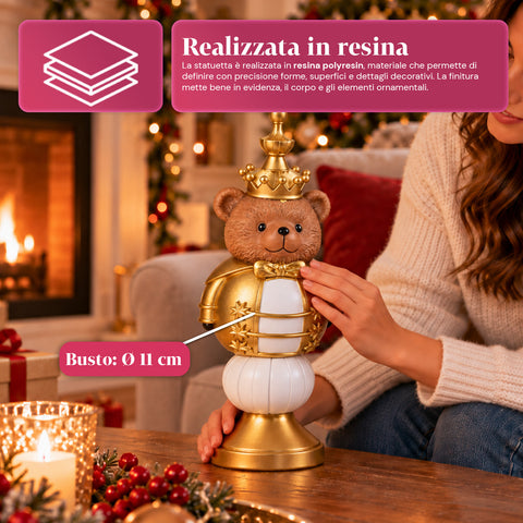 Estatueta de Natal de 35 cm em resina, decoração de Natal com Pai Natal, soldadinho quebra-nozes e ursinho, vermelho ou branco, interior e exterior