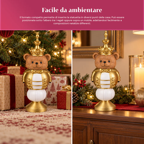 Estatueta de Natal de 35 cm em resina, decoração de Natal com Pai Natal, soldadinho quebra-nozes e ursinho, vermelho ou branco, interior e exterior