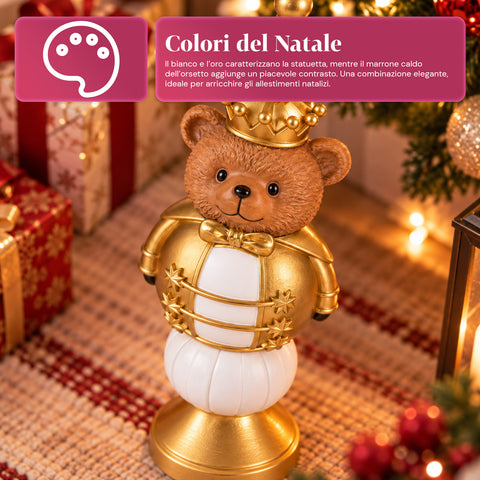Estatueta de Natal de 35 cm em resina, decoração de Natal com Pai Natal, soldadinho quebra-nozes e ursinho, vermelho ou branco, interior e exterior