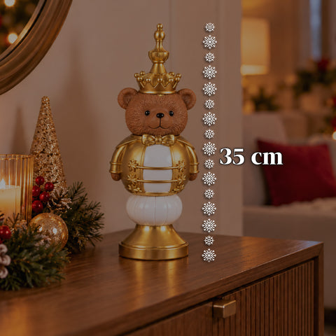 Estatueta de Natal de 35 cm em resina, decoração de Natal com Pai Natal, soldadinho quebra-nozes e ursinho, vermelho ou branco, interior e exterior