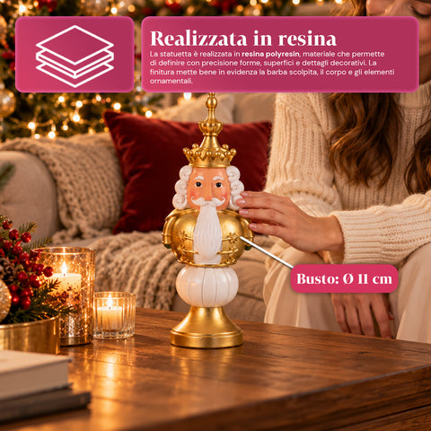 Estatueta de Natal de 35 cm em resina, decoração de Natal com Pai Natal, soldadinho quebra-nozes e ursinho, vermelho ou branco, interior e exterior