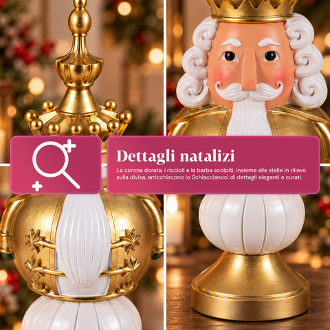 Estatueta de Natal de 35 cm em resina, decoração de Natal com Pai Natal, soldadinho quebra-nozes e ursinho, vermelho ou branco, interior e exterior