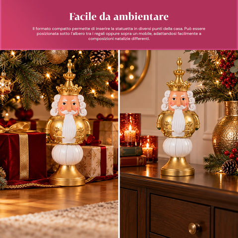 Estatueta de Natal de 35 cm em resina, decoração de Natal com Pai Natal, soldadinho quebra-nozes e ursinho, vermelho ou branco, interior e exterior