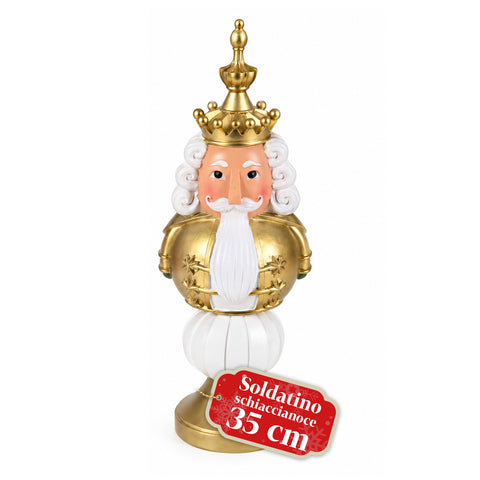 Estatueta de Natal de 35 cm em resina, decoração de Natal com Pai Natal, soldadinho quebra-nozes e ursinho, vermelho ou branco, interior e exterior