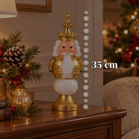 Estatueta de Natal de 35 cm em resina, decoração de Natal com Pai Natal, soldadinho quebra-nozes e ursinho, vermelho ou branco, interior e exterior