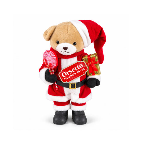 Urso natalício de peluche com roupa vermelha e branca, três tamanhos para decorar interiores