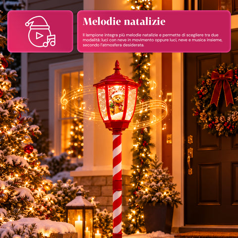 Candeeiro de Natal com neve soprada, música e luzes LED – 4 variantes