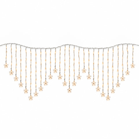 Cortina luminosa de Natal com estrelas, 222 LED branco quente, 360x100 cm