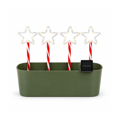 Estrelas luminosas solares para jardim, 4 estacas com 36 mini LED