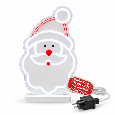 Pai Natal luminoso em néon LED 25x40 cm, luz vermelha e branca