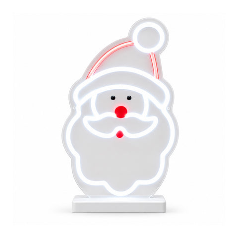 Pai Natal luminoso em néon LED 25x40 cm, luz vermelha e branca