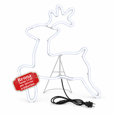 Rena luminosa em néon LED 65x58 cm, branco frio, para interior e exterior