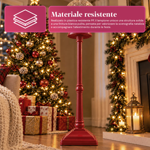 Candeeiro de Natal com neve soprada, música e luzes LED – 3 variantes: esfera branca ou vermelha de 150 cm e caixa de correio de 160 cm