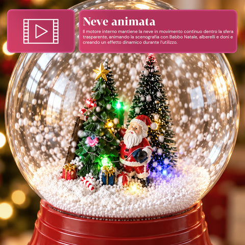 Candeeiro de Natal com neve soprada, música e luzes LED – 3 variantes: esfera branca ou vermelha de 150 cm e caixa de correio de 160 cm
