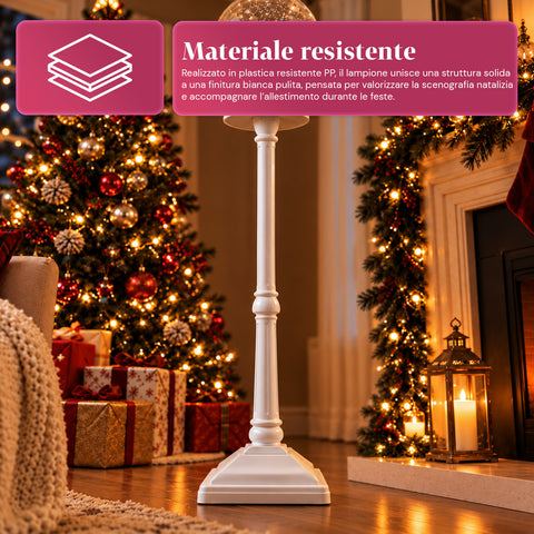 Candeeiro de Natal com neve soprada, música e luzes LED – 3 variantes: esfera branca ou vermelha de 150 cm e caixa de correio de 160 cm