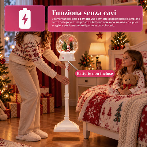 Candeeiro de Natal com neve soprada, música e luzes LED – 3 variantes: esfera branca ou vermelha de 150 cm e caixa de correio de 160 cm