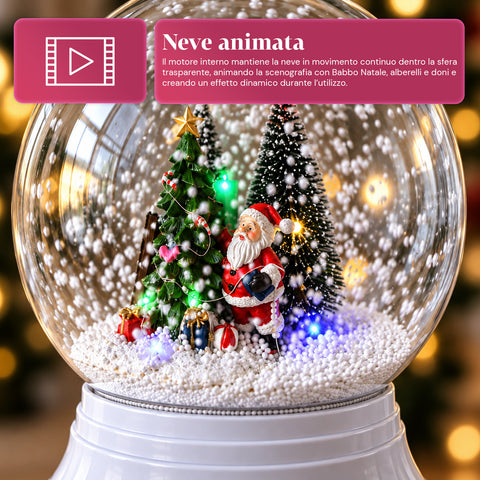 Candeeiro de Natal com neve soprada, música e luzes LED – 3 variantes: esfera branca ou vermelha de 150 cm e caixa de correio de 160 cm