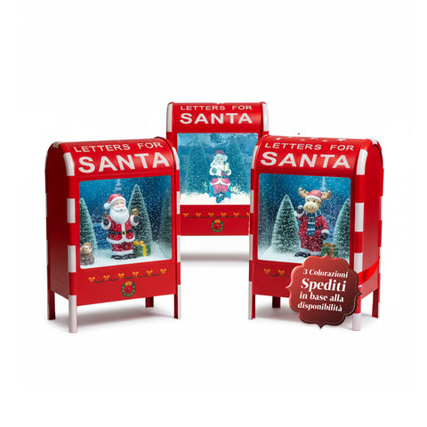 Caixa de Correio de Natal com Pai Natal – LED, Música e Efeito de Neve