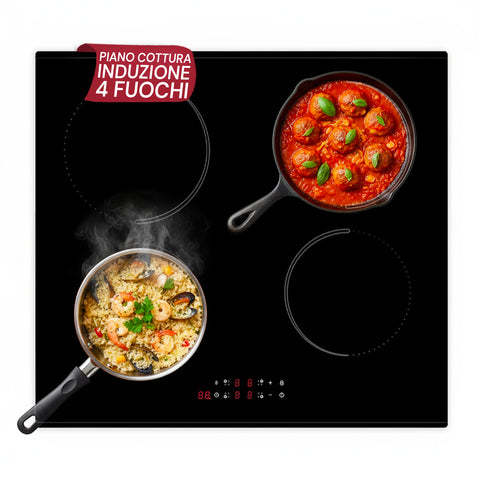 Placa de indução encastrável com 4 zonas de cozedura – potência de 7200W