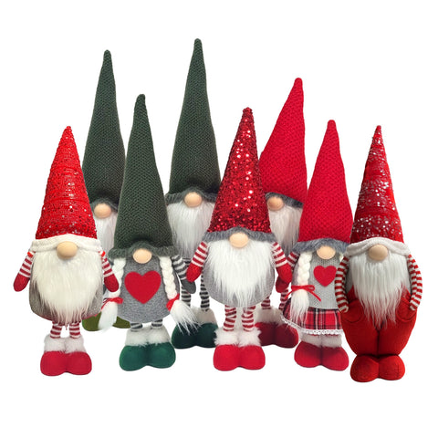 Gnomo de Natal Decorativo de 40 cm Vermelho ou Verde com Vários Trajes