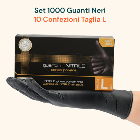Luvas de nitrilo pretas sem pó – conjunto de 100/1000 unid. Tamanho M/L