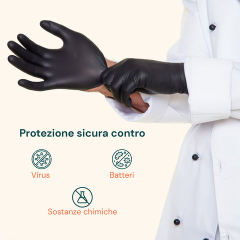 Luvas de nitrilo pretas sem pó – conjunto de 100/1000 unid. Tamanho M/L