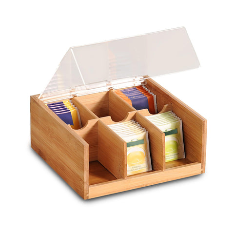 Suporte para Infusões e Chá em Bambu com 6 Compartimentos Práticos