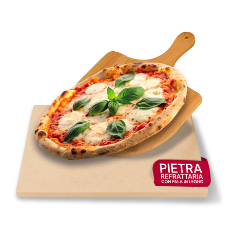Conjunto de Pedra Refratária e Pá de Bambu para Pizza Estaladiça Caseira