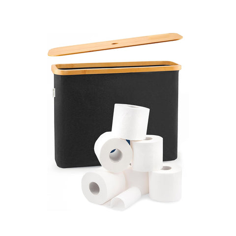 Recipiente para rolos de papel higiénico com tampa de bambu – Design elegante e prático