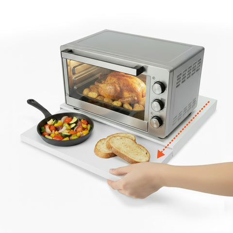 Organizador de cozinha com prateleira extraível economizadora de espaço para micro-ondas