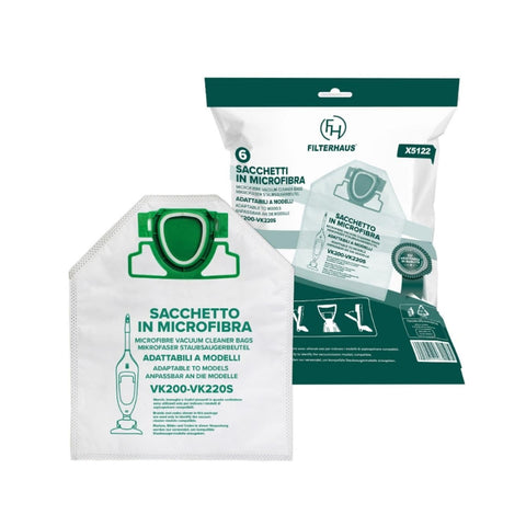 Sacos compatíveis com VK200 em microfibra – 6 unidades adaptáveis à Vorwerk