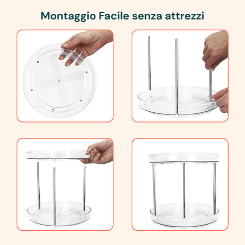 Set 2 Organizer Rotanti 360° Impermeabili 2 Livelli per Cosmetici e Bagno