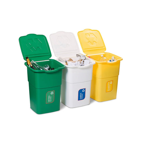 Conjunto de 3 caixotes para separação de resíduos