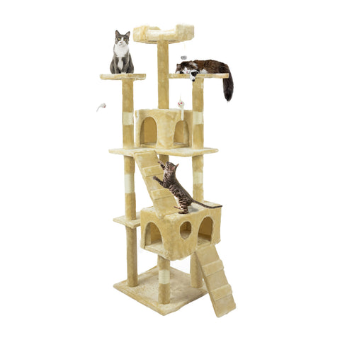 Arranhador para gatos de 170 cm com casota, grelhas e acessórios de montagem