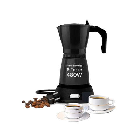 Moka elétrica para 6 chávenas com visor, interruptor luminoso e função de manter quente