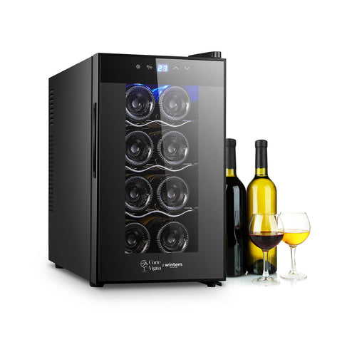 Cave de vinho refrigerada e silenciosa com visor LED tátil e prateleiras cromadas