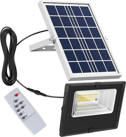 Projetor solar LED 40W IP66 crepuscular com comando à distância e temporizador