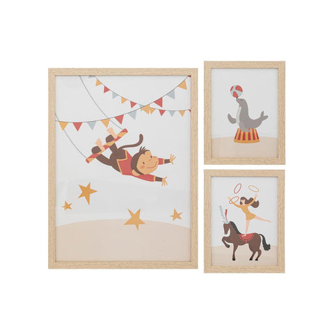 Conjunto de 3 molduras Circus para crianças, em madeira