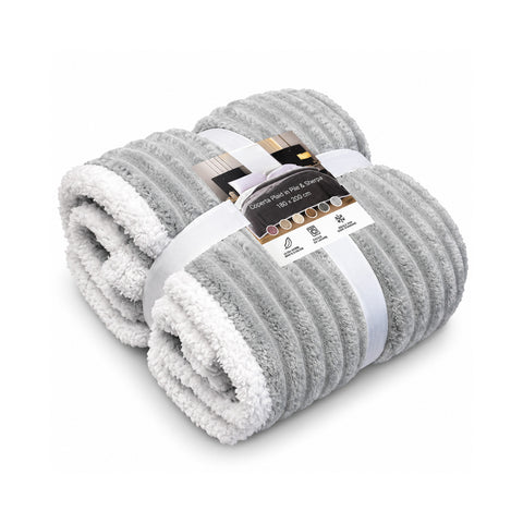 avilia home coperta plaid sherpa 180x200 cm in flanella a righe con retro bianco per letto divano o viaggio disponibile in sei colori ean 8056819082319