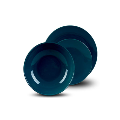 Serviço de pratos de 18 peças em porcelana azul-petróleo
