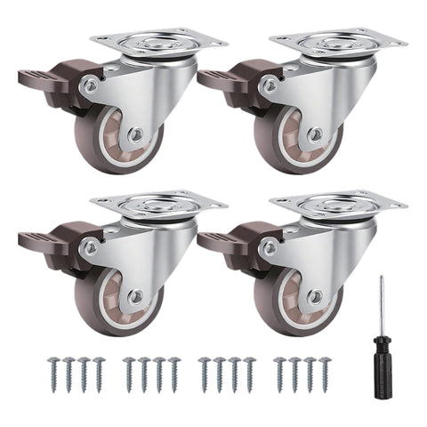Conjunto de 4 rodas universais giratórias de 50 mm, em borracha e aço – capacidade de carga de 200 kg – kit completo com parafusos e chave de fendas