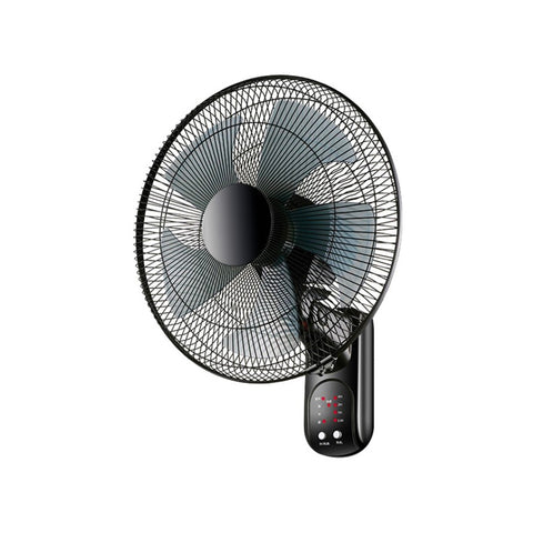 Ventoinha de parede preta, 5 pás, 3 velocidades, com comando à distância, 60 W