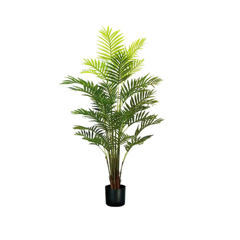 Palmeira-areca artificial em polietileno com 33 folhas e vaso com musgo, 160cm