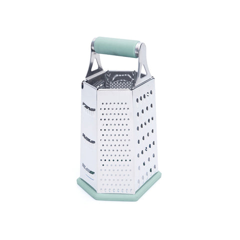 Ralador manual em aço inoxidável de 6 faces com base de borracha 23cm