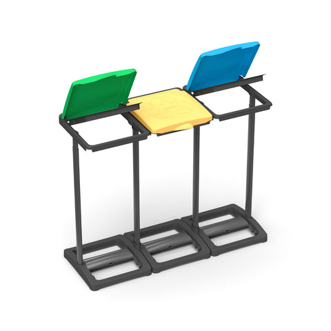 Suporte triplo para sacos de recolha seletiva 97x36x80cm