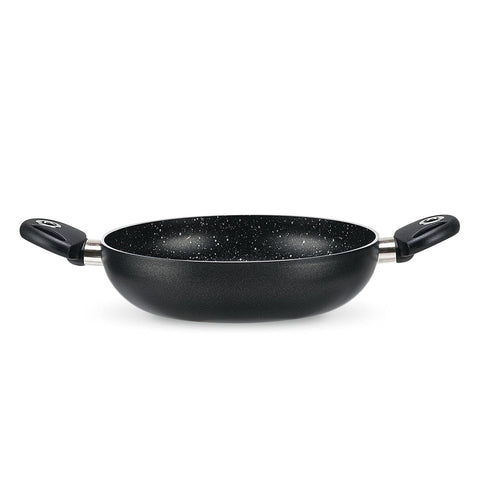 Tacho de 28 cm antiaderente com efeito de pedra, minerais e fundo em inox