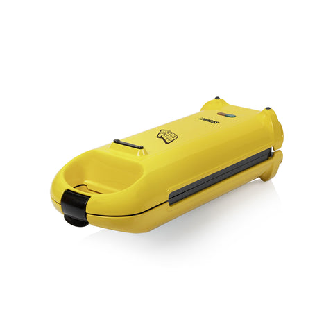 Máquina elétrica de waffles antiaderente com pés antiderrapantes, 700w, amarela