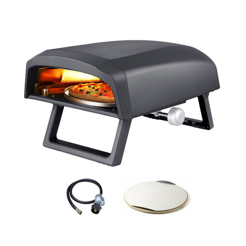 Forno de pizza a gás com prato rotativo e manípulo 4000w 64x44x31,5cm